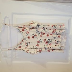 American Eagle S tank top, S, cold shoulder, cream with rust flowers